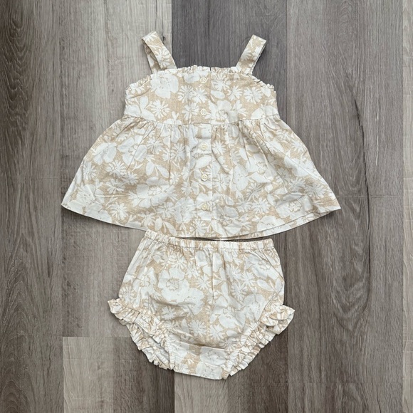 NWT GAP Baby Cream Floral Set with Tank Dress + Bloomers, 100% Cotton - Picture 1 of 7